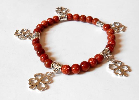 Pulseira da Sorte Pedra do Sol e Trevo Esotérica