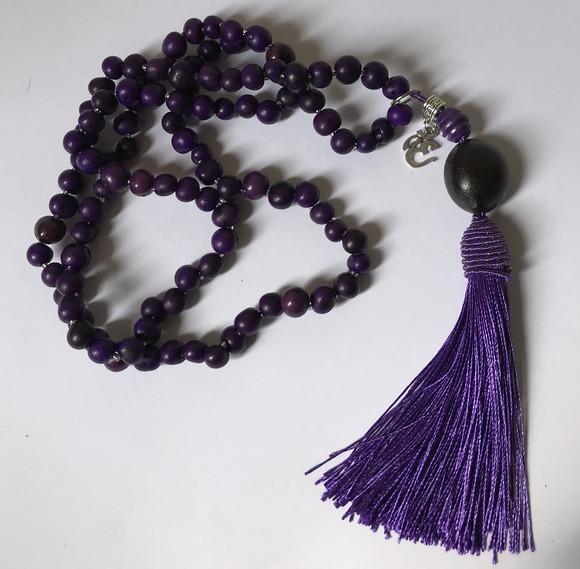 Japamala Colar 108 Contas Açai Roxo e Jatobá