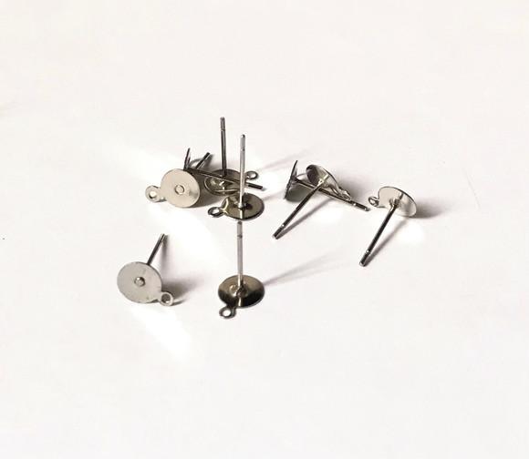 Base Brinco Pino 6 mm 1 Saida Aço Inoxidável com 10 Pares