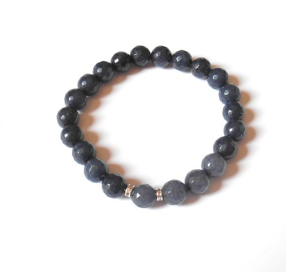 Pulseira Jade Safira Facetada e Cristais