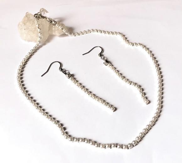 Conjunto Choker Colar e Brincos com Perola Abs