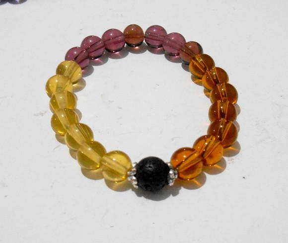 Pulseira Japamala 21 contas cristal e lava vulcãnica