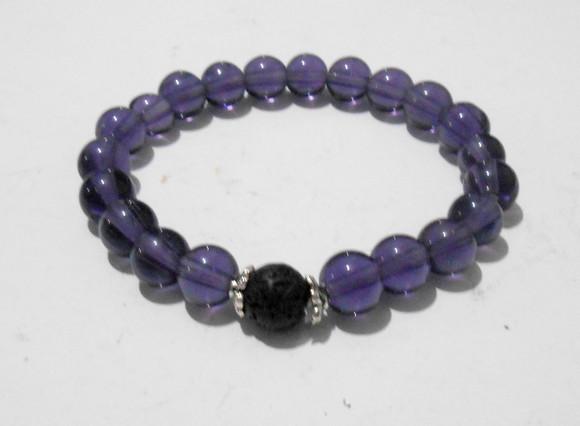 Pulseira Japamala 21 contas cristal e lava vulcãnica