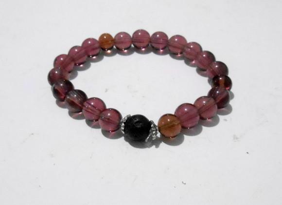 Pulseira Japamala 21 contas cristal e lava vulcãnica