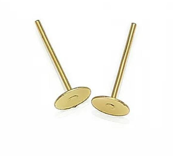 Base Brinco Pino 4 mm em Metal Dourado com 25 Pares