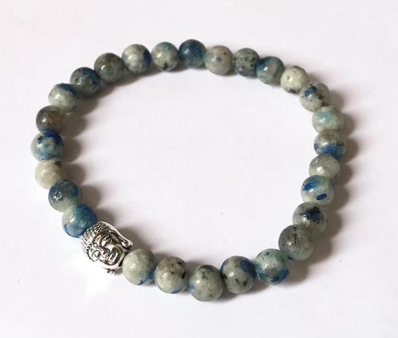 Pulseira Japamala 27 Contas Paspe Azul / Cinza e Meru Buda
