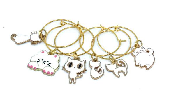 Marcadores de Taça Esmaltado - com 6 / Gatos