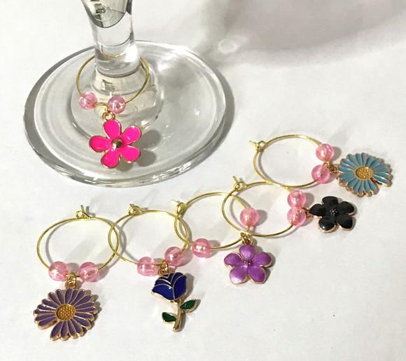 Marcadores de Taça Esmaltado - com 6 / Flores