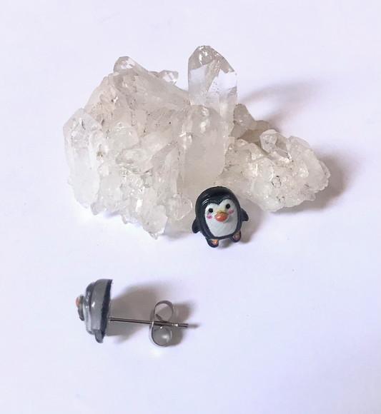 Brincos Pino Infantil em Aço Inox Pinguim