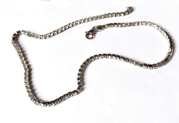 Choker Colar Corrente em Aço Inoxidável com Zirconias