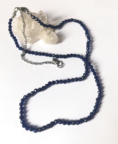 Choker Colar com Cristal Azul Escuro 3 mm e Aço Inox