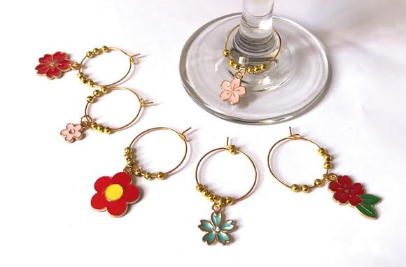 Marcadores de Taça Esmaltado - com 6 / Flores