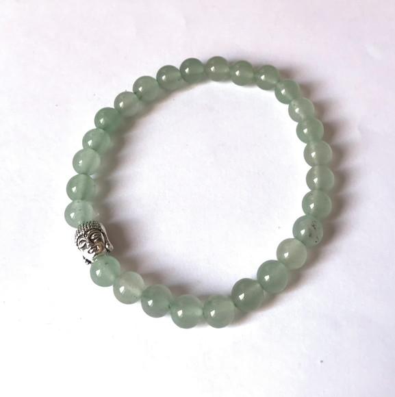 Pulseira Japamala 27 Contas Quartzo Verde e Meru Buda