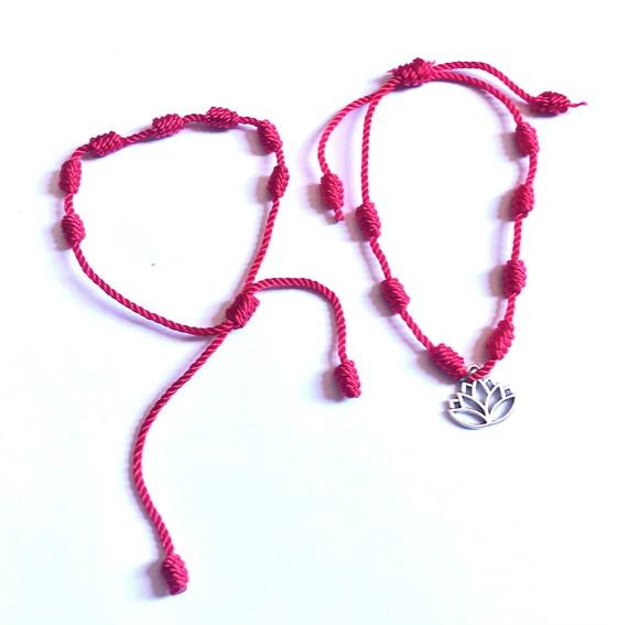 Pulseira Vermelha 7 Nós Kabbalah Sorte e Protecao Kit com 2