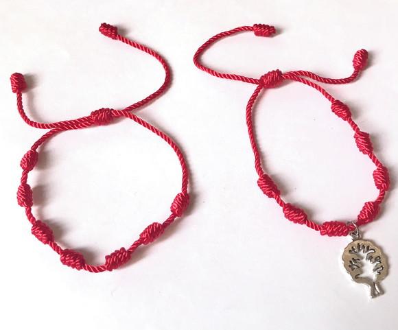 Pulseira Vermelha 7 Nós Kabbalah Sorte e Protecao Kit com 2