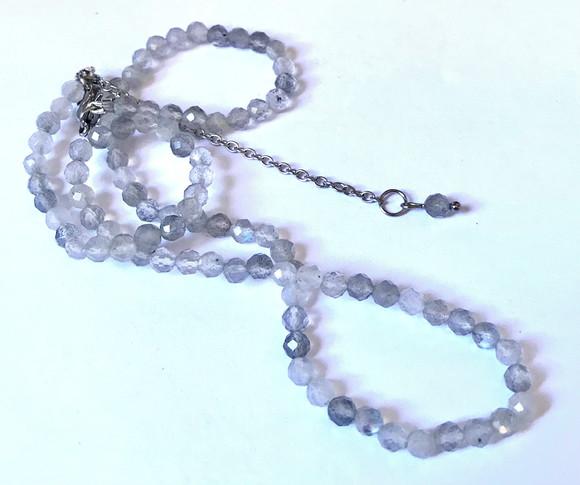 Choker Colar com Labradoritas Facetadas e Aço Inox