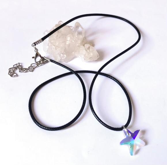 Cordão Colar com Estrela de Cristal com Efeito Ab