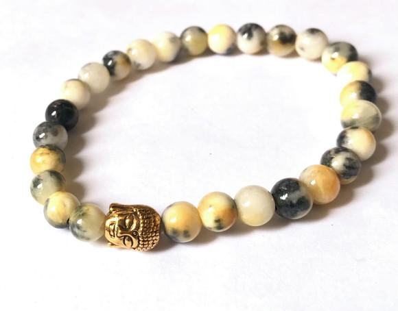 Pulseira Japamala 27 Contas Jade Persa e Meru Buda