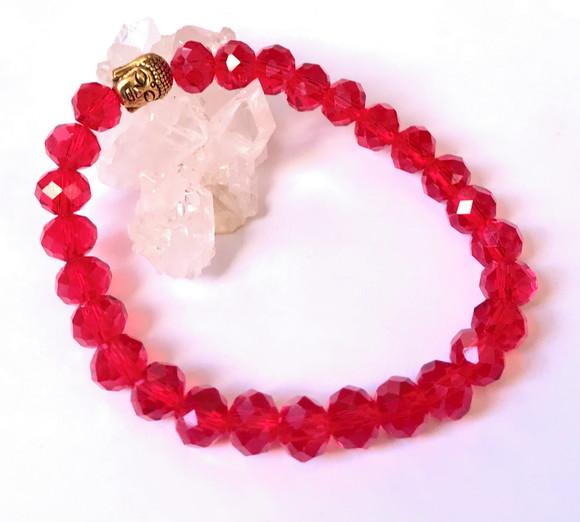 Pulseira Japamala com Cristais Vermelho e Buda