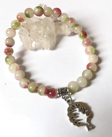 Pulseira Japamala 27 Contas Jade Colorida Arvore da Vida