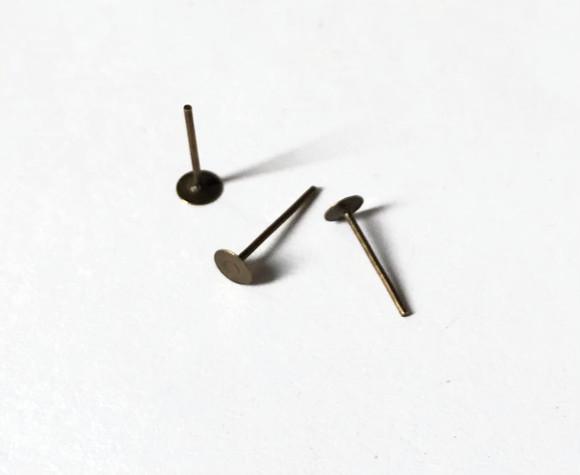 Base Brinco Pino 4 mm em Metal Bronze com 25 Pares