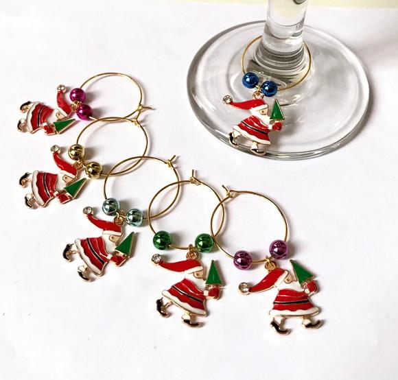 Marcadores de Taça Esmaltado Noel- com 6 Natal / Ano Novo