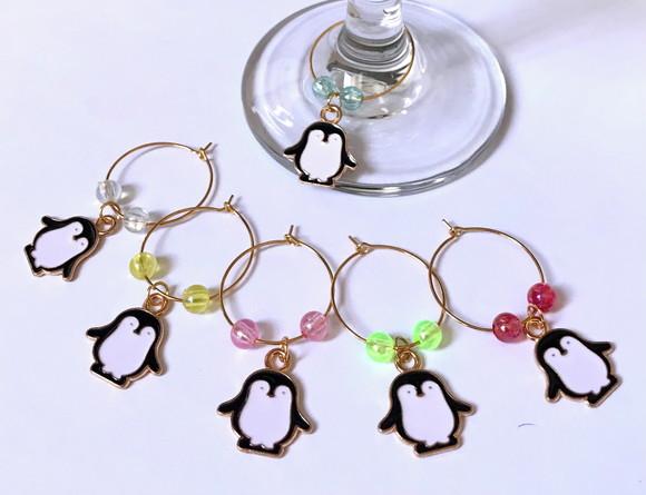 Marcadores de Taça Esmaltado - com 6 Pinguins