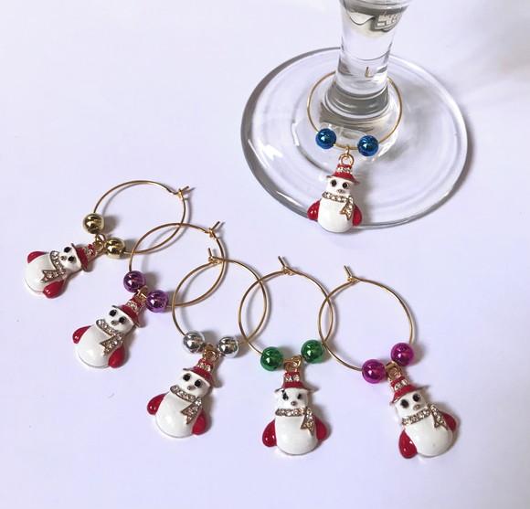 Marcadores de Taça Esmaltado - com 6 Natal / Ano Novo