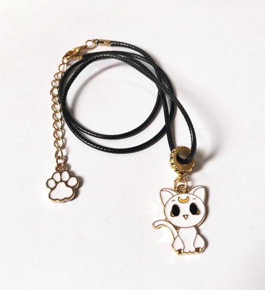 Cordão Colar com Gatinho e Patinha em Dourado