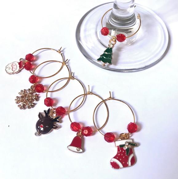 Marcadores de Taça Esmaltado - com 6 Mix Natal / Ano Novo