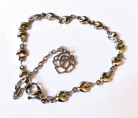 Pulseira Aço Inoxidável com Flor - Florzinha em Inox