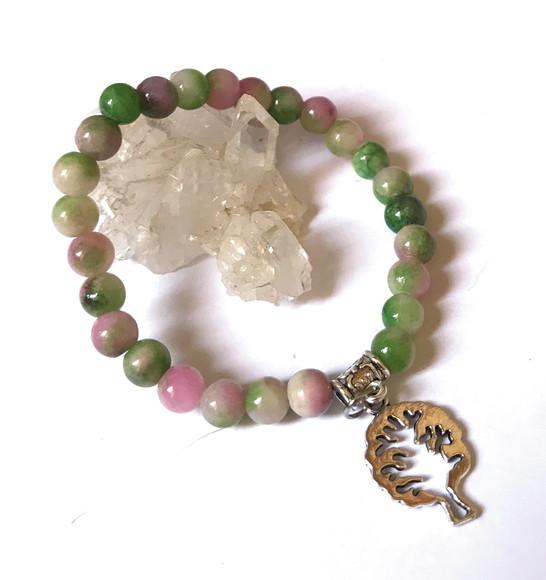 Pulseira Japamala 27 Contas Jade Colorida e Arvore da Vida