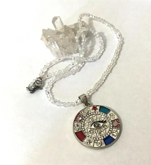 Choker Cristal Ab 2 mm e Pingente Olho Grego com Cristais