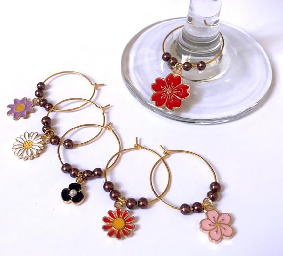Marcadores de Taça Esmaltado - com 6 / Flores
