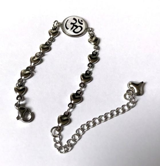 Pulseira Aço Inoxidável Cabochão Simbolo Om ( Yoga) Coração
