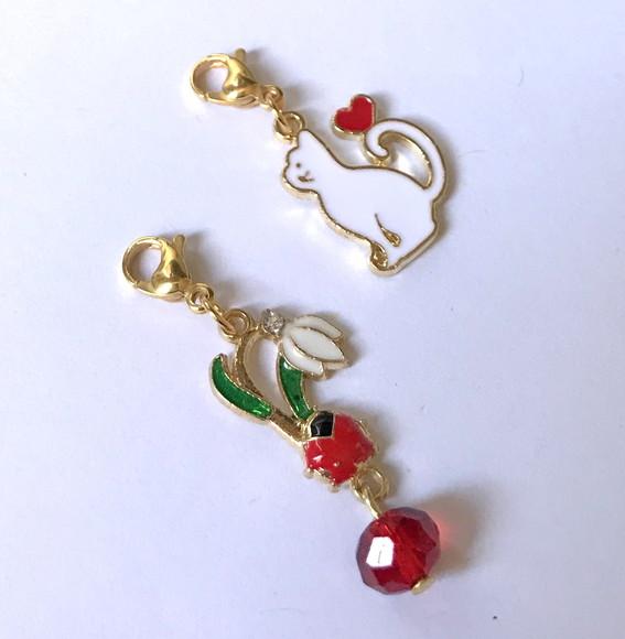 Kit 2 Pingente com Gato para Colar, Pulseira, Tornozeleira