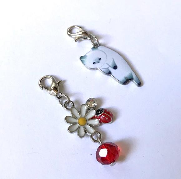 Kit 2 Pingente com Gato para Colar, Pulseira, Tornozeleira