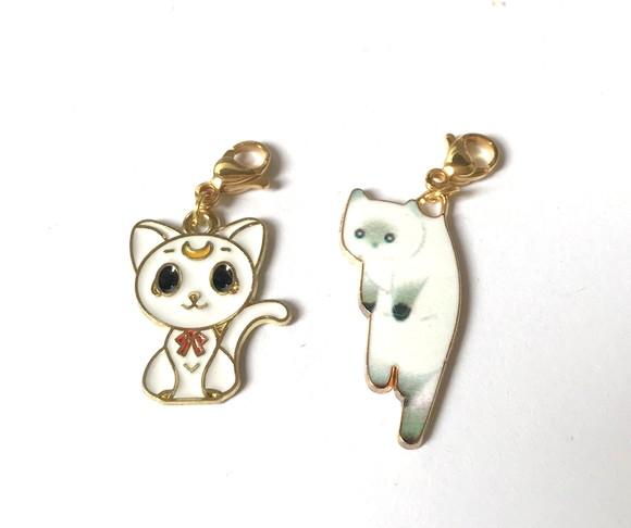 Kit 2 Pingente com Gato para Colar, Pulseira, Tornozeleira