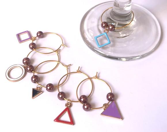 Marcadores de Taça Esmaltado - com 6 / Simbolos Geometricos