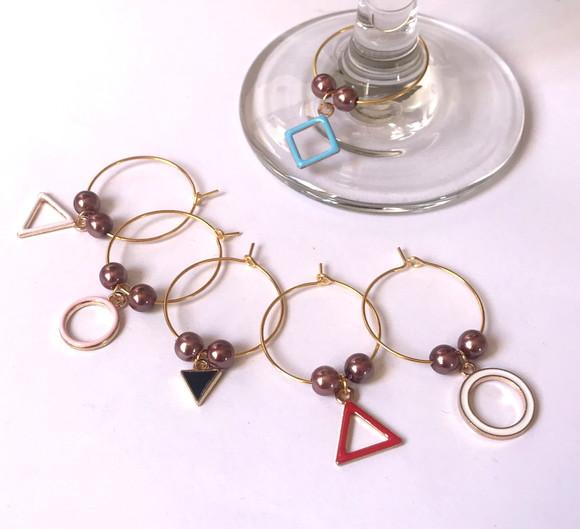 Marcadores de Taça Esmaltado - com 6 / Simbolos Geometricos