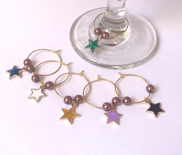 Marcadores de Taça Esmaltado - com 6 / Estrelas