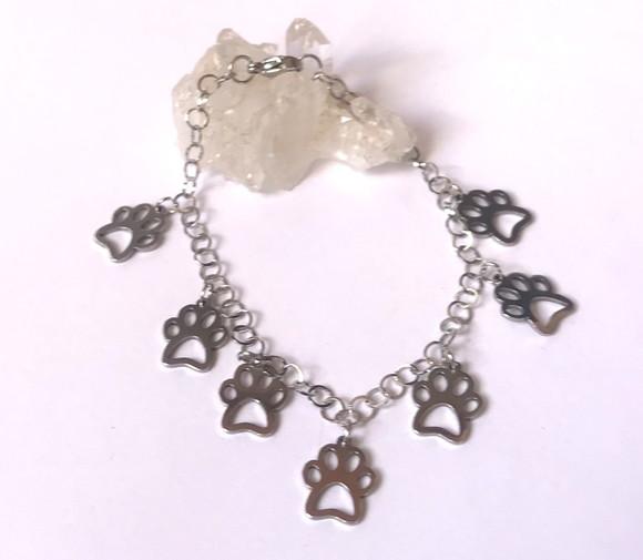 Pulseira Aço Inoxidável com Patinhas - Pet / 7 Patinhas Inox