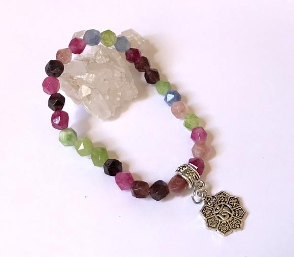Pulseira Japamala 27 Contas Jade Facetada Mix de Cores