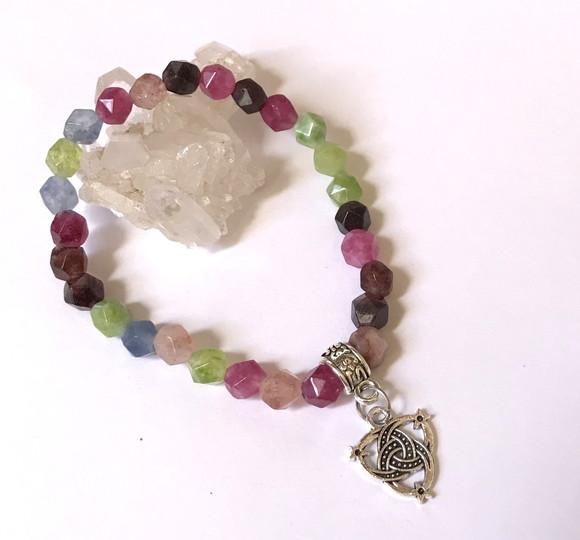 Pulseira Japamala 27 Contas Jade Facetada Mix de Cores