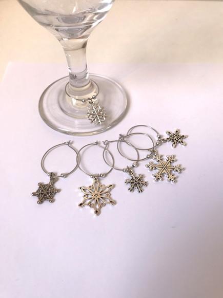 Marcadores de Taça Flocos - com 6 Natal / Ano Novo