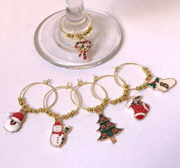 Marcadores de Taça Esmaltado - com 6 / Natal