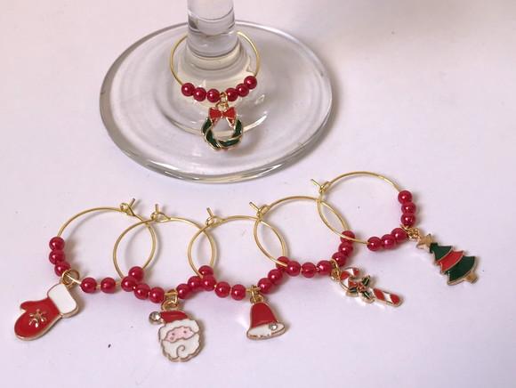 Marcadores de Taça Esmaltado - com 6 / Natal