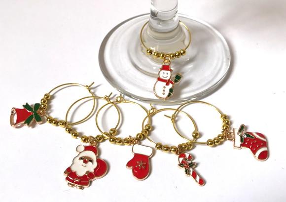 Marcadores de Taça Esmaltado - com 6 / Natal