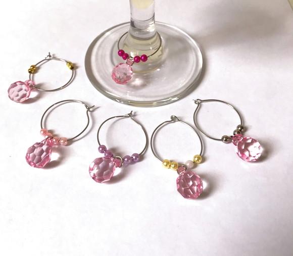 Marcadores de Taça com 6 Peças Cristais Rosa