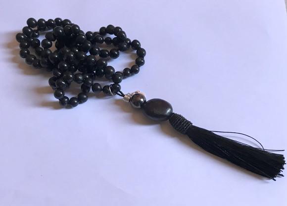 Japamala Colar 108 Contas Açai Preto e Jatobá